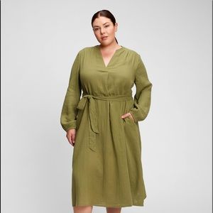 Gap Crinkle Gauze Tie-Waist Midi Dress